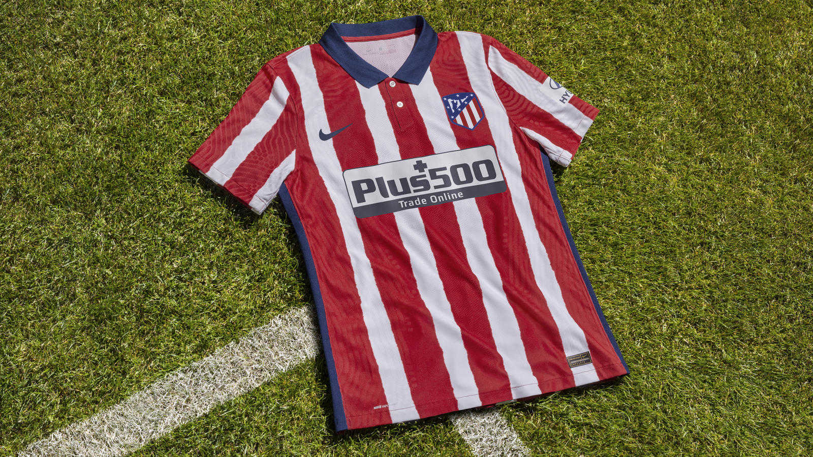 20/21 Atlético de Madrid Home Red&White Stripes Men Jersey Jersey - Click Image to Close