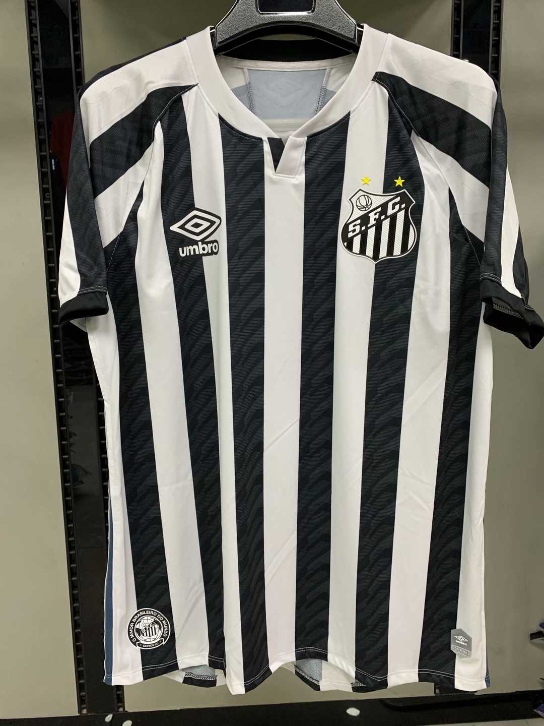 20/21 Santos FC Away Black&White Stripes Men Jersey Jersey - Click Image to Close