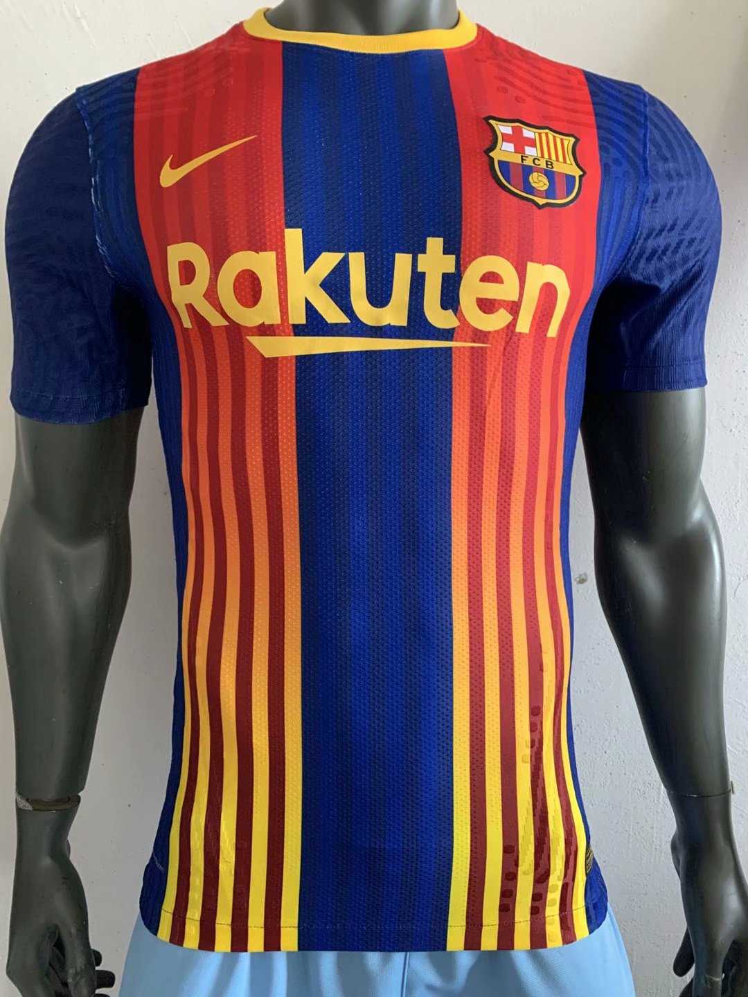 20/21 Barcelona Special Edition Blue&Red Stripes Men Jersey Jersey - Match - Click Image to Close