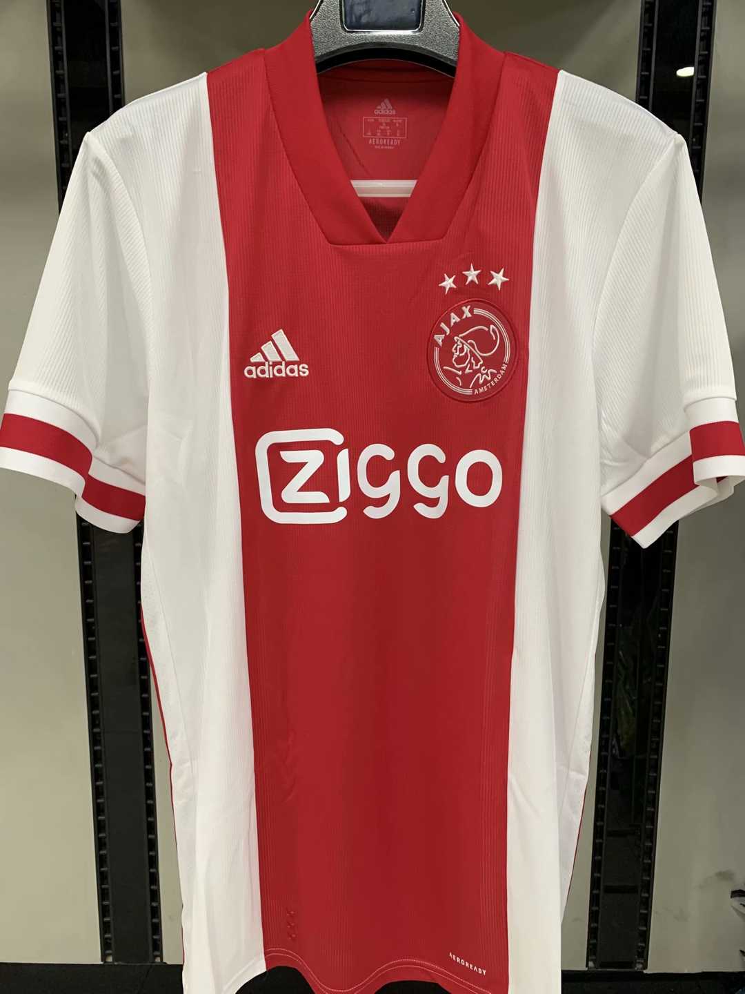 20/21 Ajax Home Red&White Jersey Men's - Click Image to Close