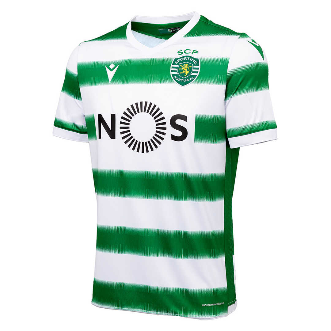 20/21 Sporting Portugal Home Green&White Stripes Jersey Men's - Click Image to Close