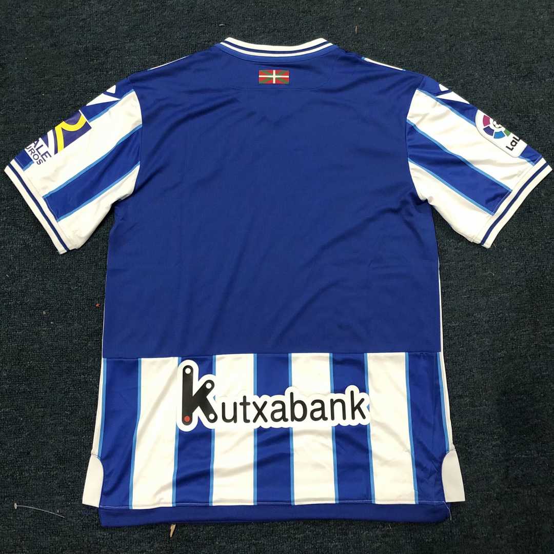 20/21 Real Sociedad Home Blue & White Stripes Jersey Men's - Click Image to Close