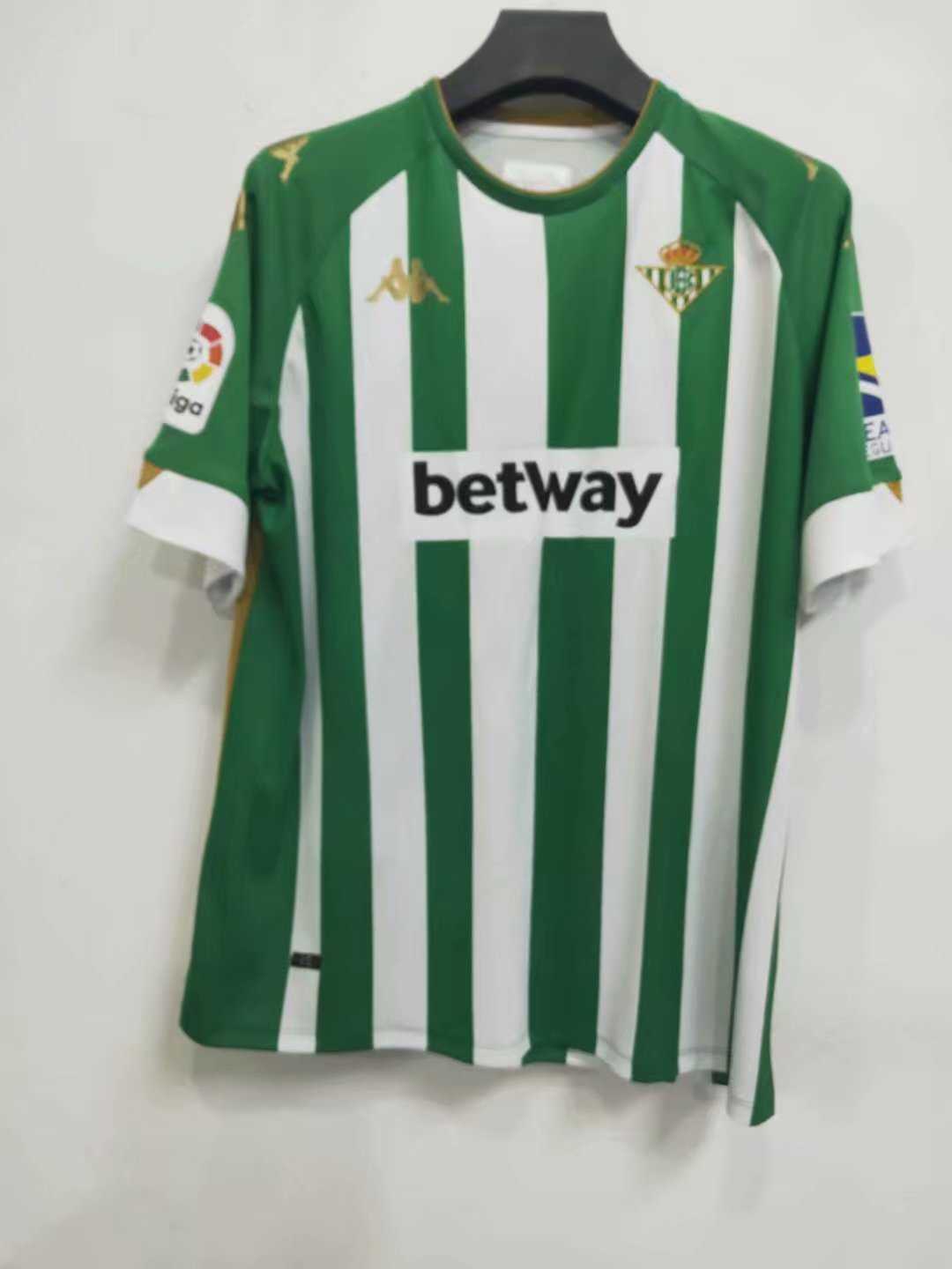 20/21 Real Betis Home Green & White Stripes Jersey Men's - Click Image to Close