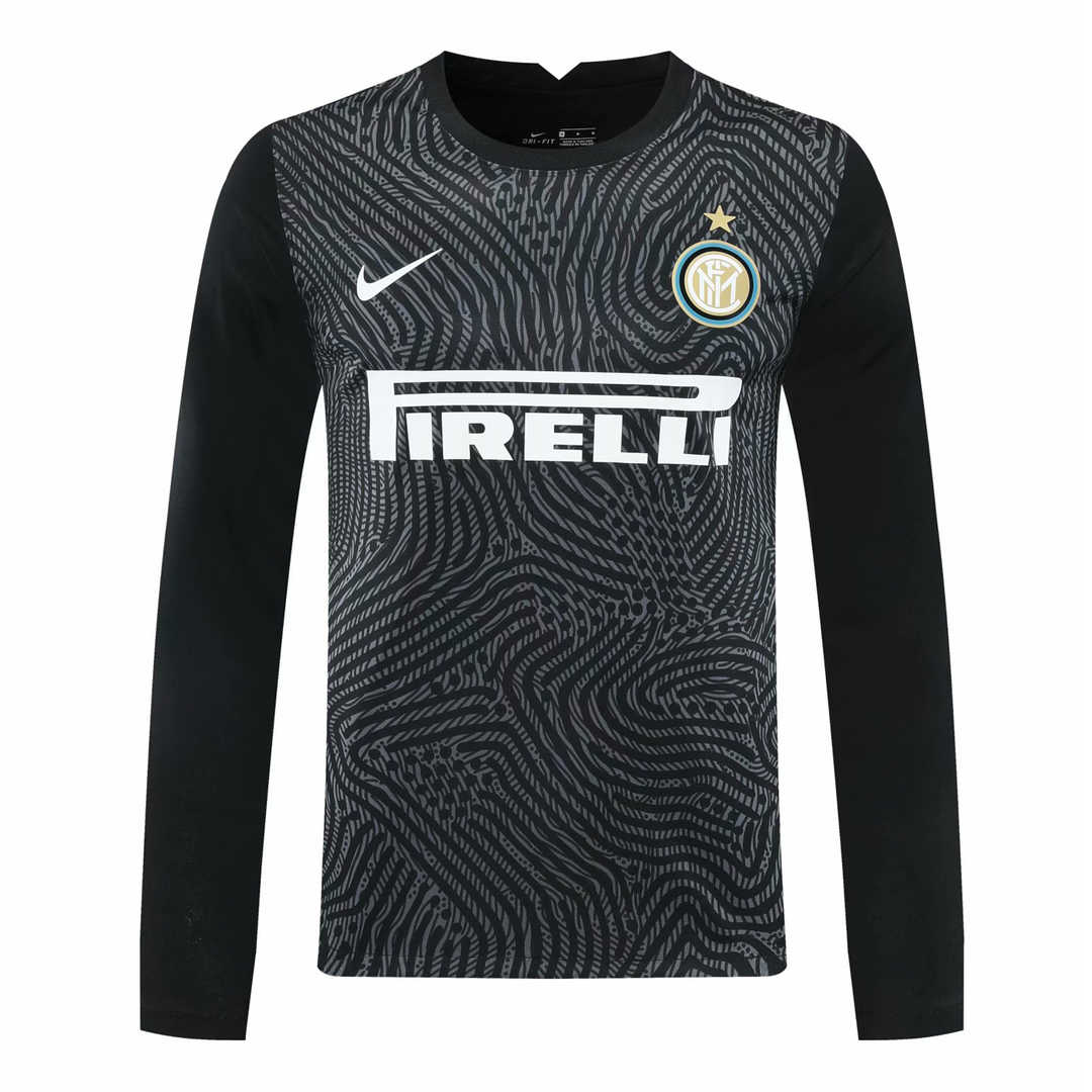 20/21 Inter Milan Goalkeeper Black Long Sleeve Jersey Men's - Click Image to Close
