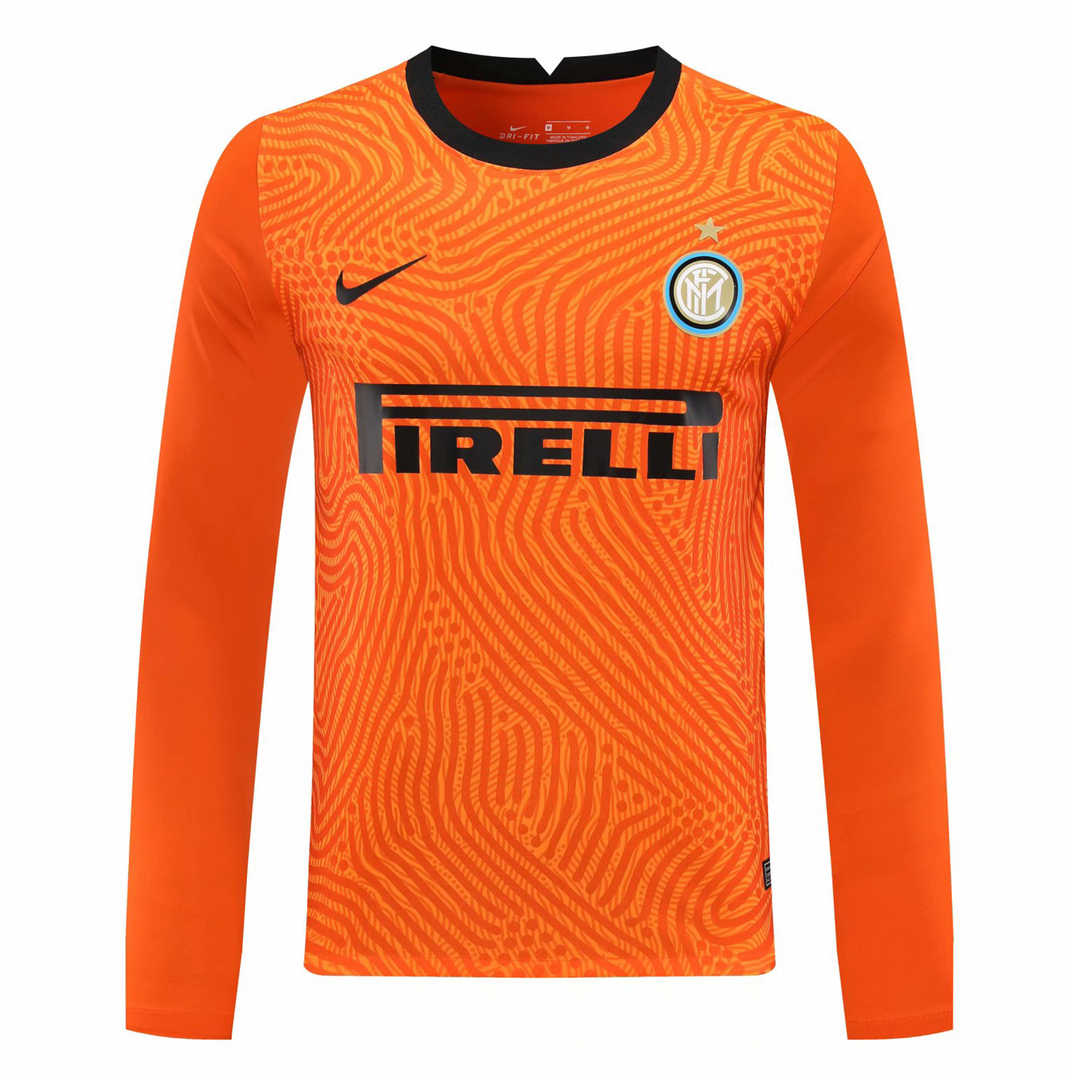 20/21 Inter Milan Goalkeeper Orange Long Sleeve Jersey Men's - Click Image to Close