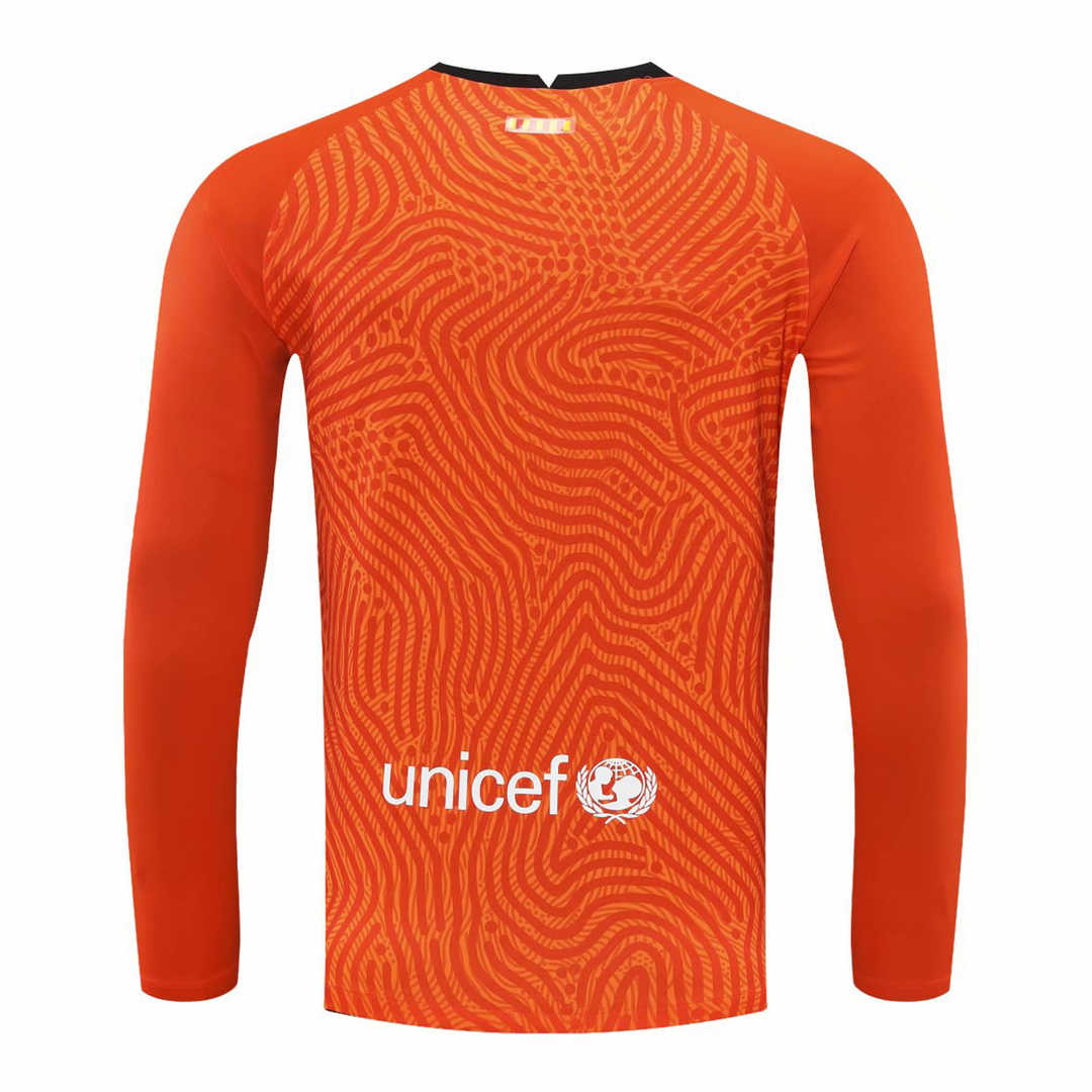 20/21 Barcelona Goalkeeper Orange Long Sleeve Jersey Men's - Click Image to Close
