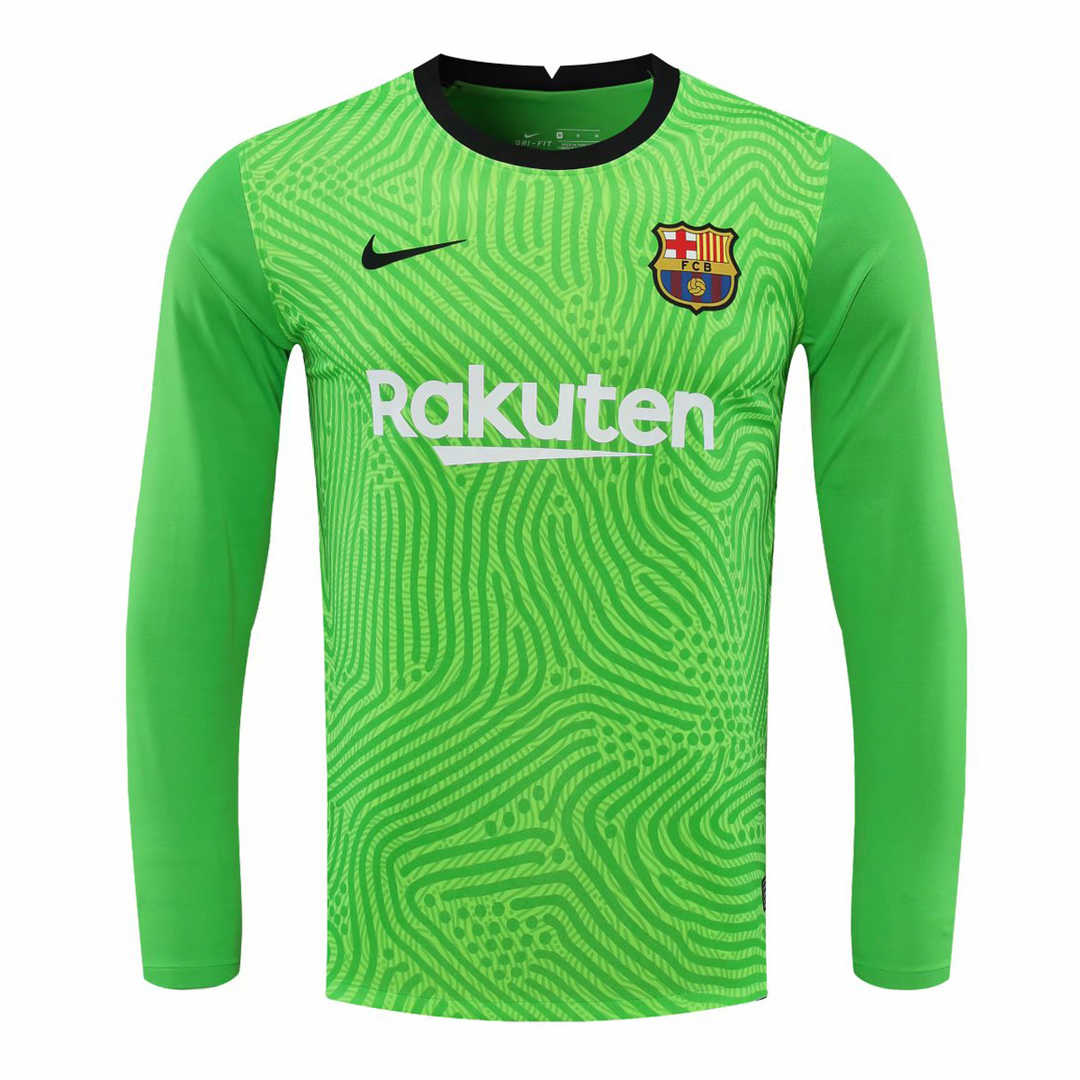 20/21 Barcelona Goalkeeper Green Long Sleeve Jersey Men's - Click Image to Close