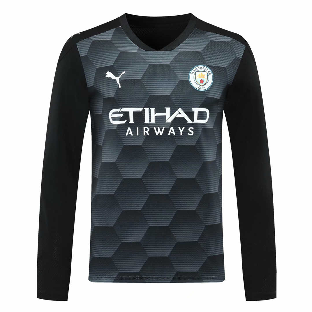 20/21 Manchester City Goalkeeper Black Long Sleeve Jersey Men's - Click Image to Close