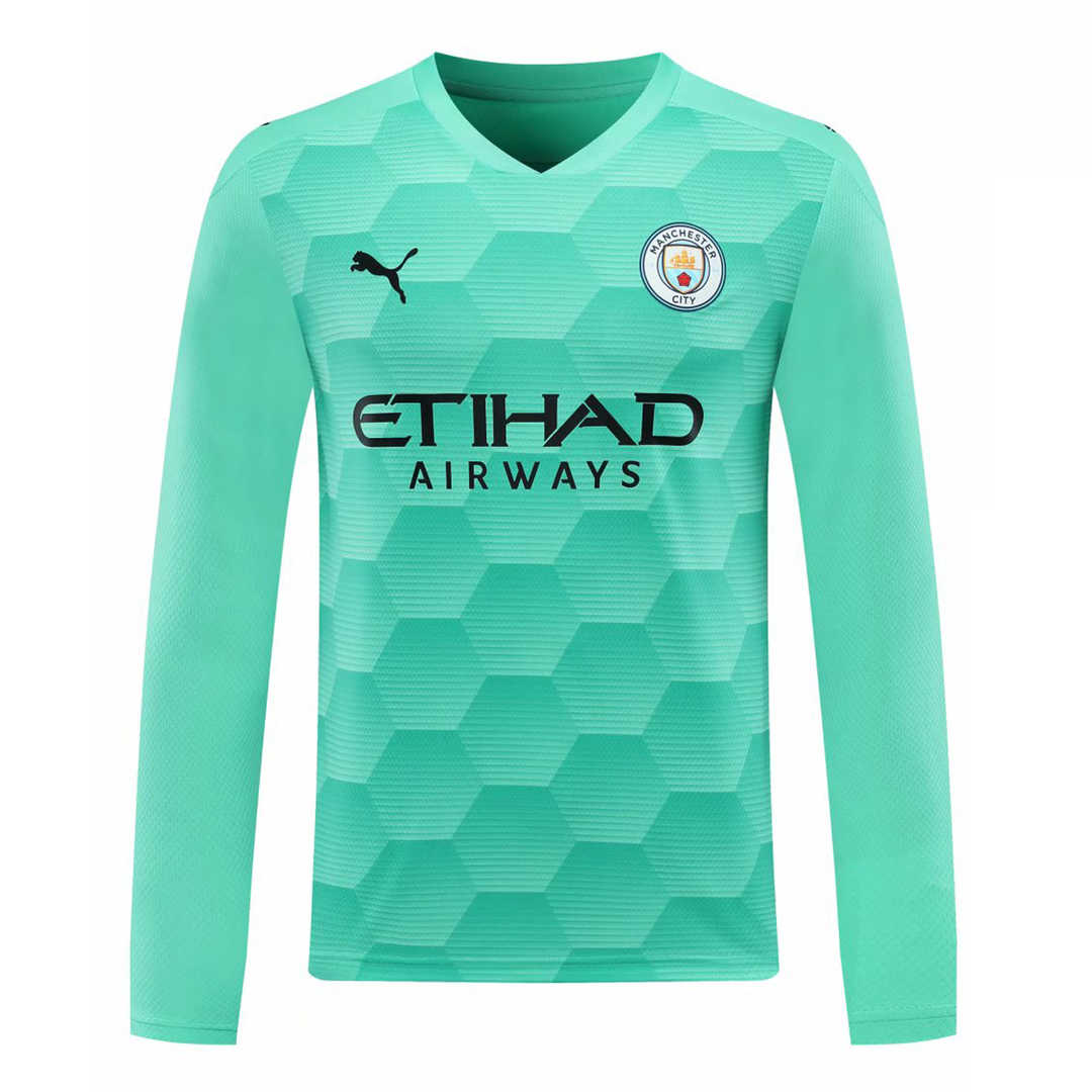 20/21 Manchester City Goalkeeper Green Long Sleeve Jersey Men's - Click Image to Close
