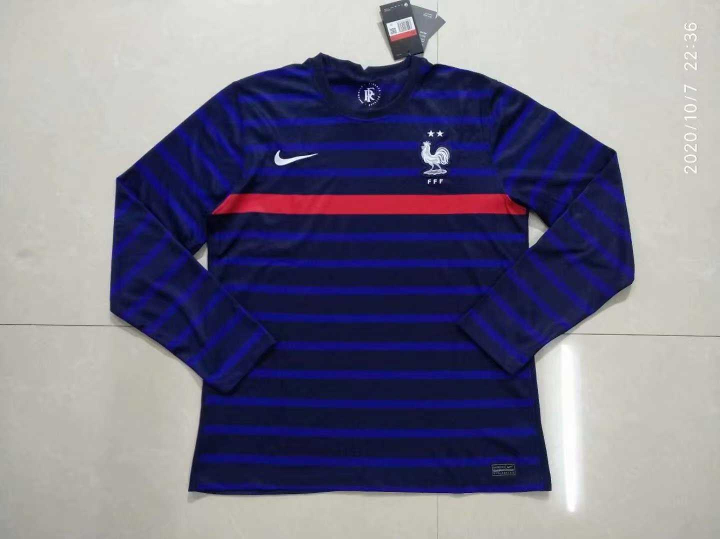 2020 France Home LS Jersey Men's - Click Image to Close