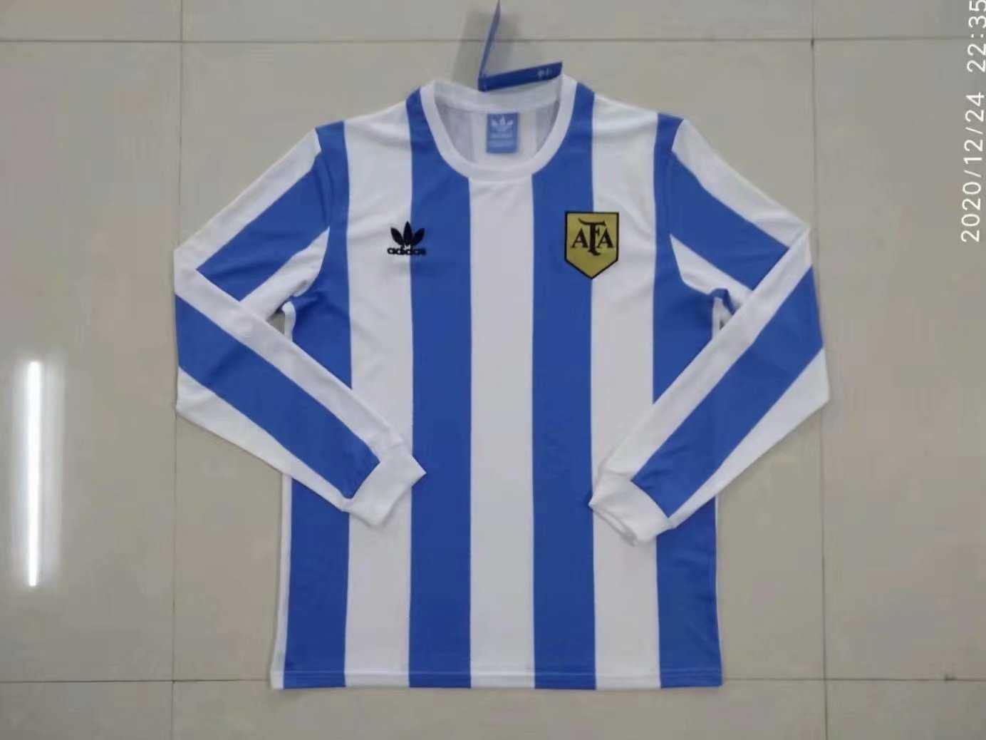 1978 Argentina Retro Home Long Sleeve Jersey Men - Click Image to Close