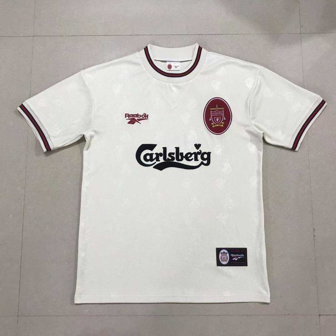 1996/97 Liverpool Retro Away White Men Jersey Jersey - Click Image to Close