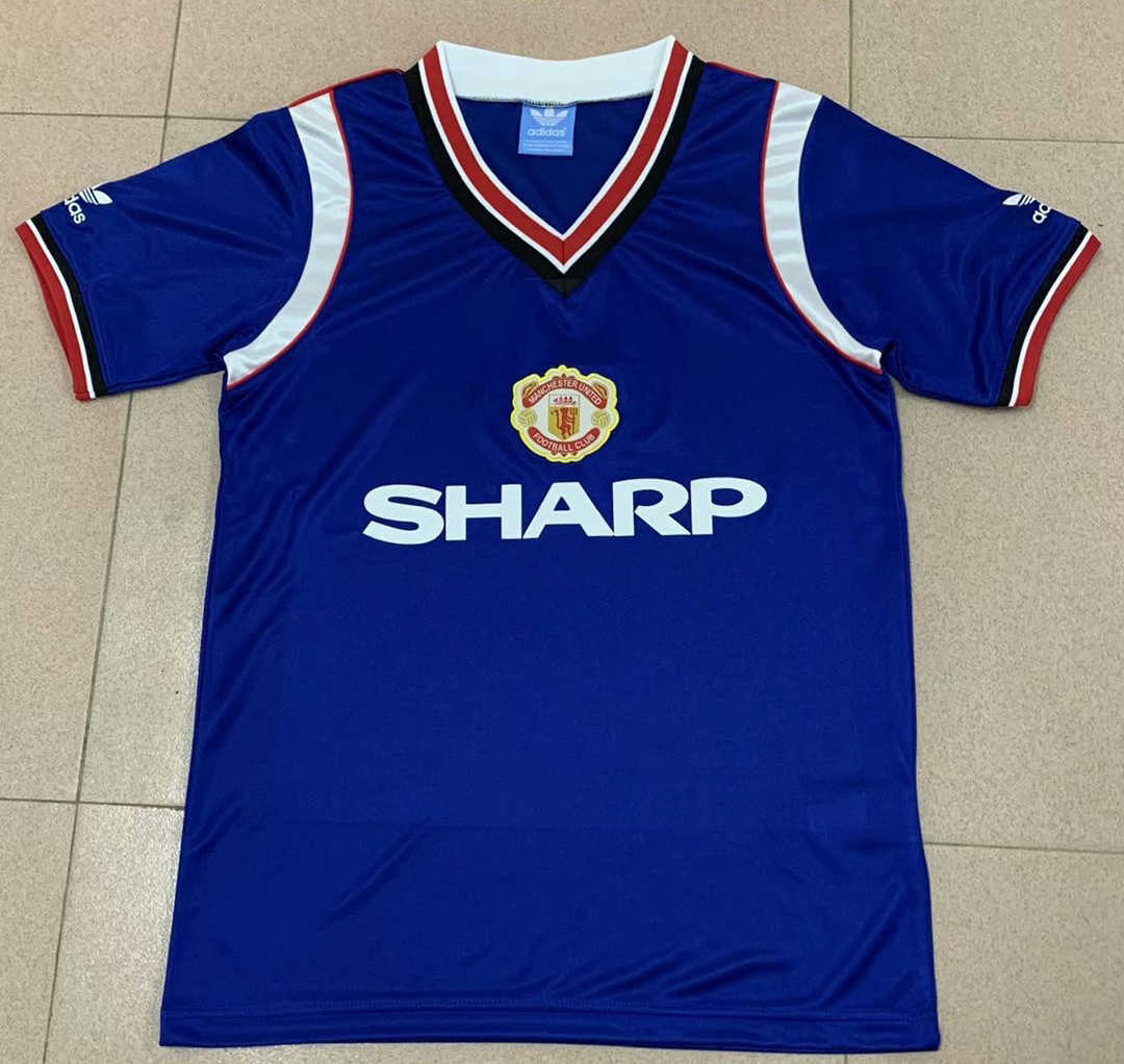 1984 Manchester United Retro Third Blue Men Jersey Jersey - Click Image to Close