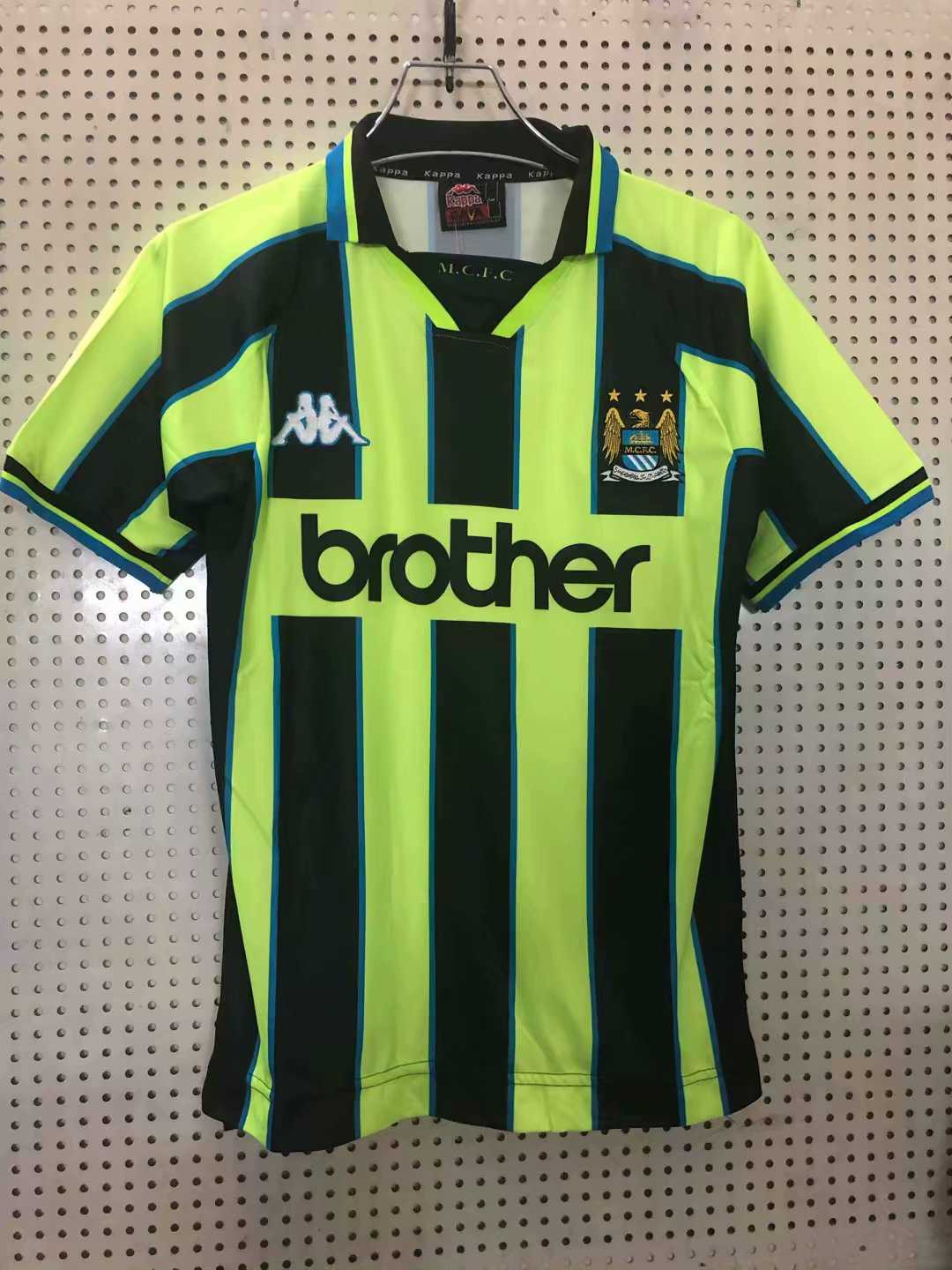 1998-1999 Manchester City Retro Home Black & Yellow Men Jersey Jersey - Click Image to Close
