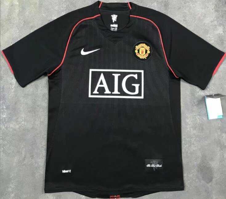 2007-2008 Manchester United Retro Away Black Men Jersey Jersey - Click Image to Close