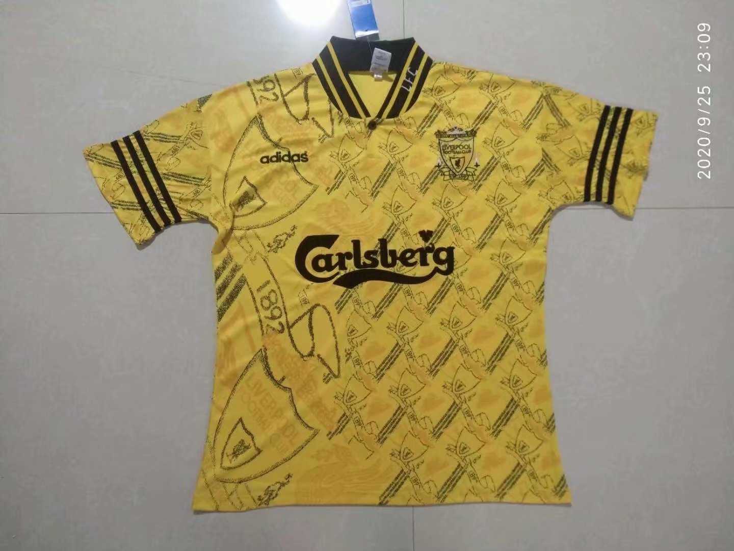 1994-1996 Liverpool Retro Third Yellow Men Jersey Jersey - Click Image to Close
