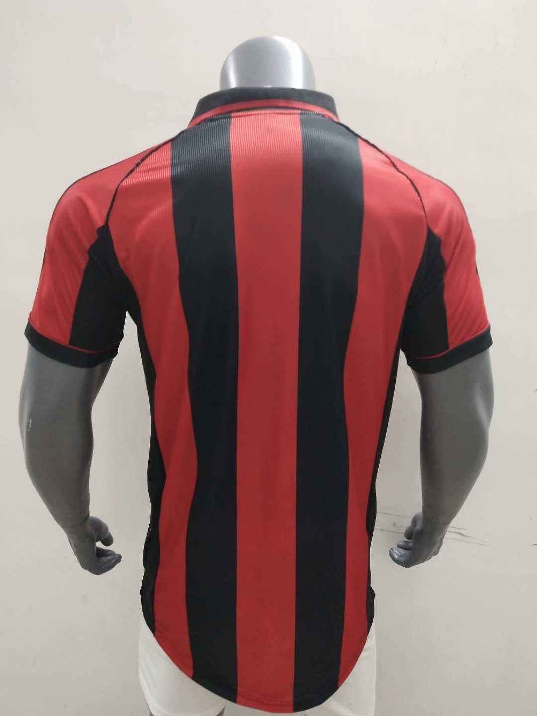 1998-2000 AC Milan Retro Home Black & Red Stripes Men Jersey Jersey - Click Image to Close