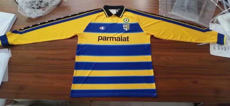 1999/2000 Parma Calcio Retro Home Yellow & Blue Long Sleeve Men Jersey Jersey - Click Image to Close