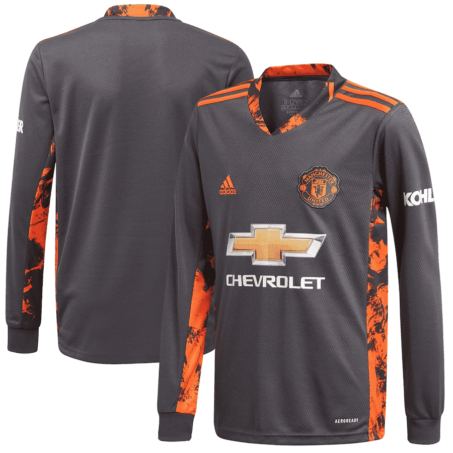 20/21 Manchester United Home Goalkeeper Grey LS Jersey Men's - Click Image to Close