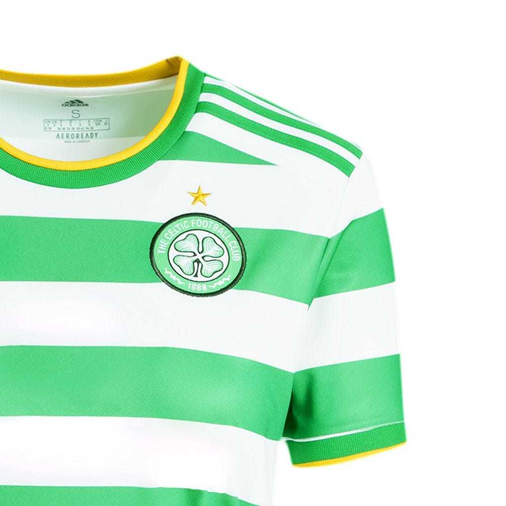 20/21 Celtic FC Home Green&White Stripes Jersey Women's With No Sponsor - Click Image to Close