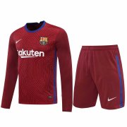 20/21 Barcelona Goalkeeper Red Long Sleeve Men's Jersey + Shorts Set