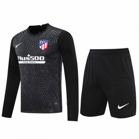 20/21 Atletico Madrid Goalkeeper Black Long Sleeve Men's Jersey + Shorts Set