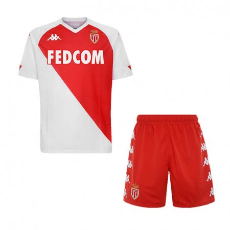 20/21 AS Monaco Home White & Red Kids Jersey Kit(Jersey + Short)