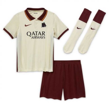 20/21 AS Roma Away White Kids Jersey Whole Kit (Jersey + Short + Socks)