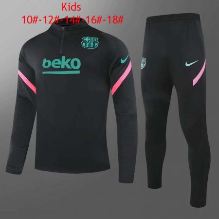 20/21 Barcelona Black Half Zip Soccer Training Suit Kid's