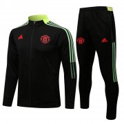 Men's Manchester United Black - Green Training Suit Jacket + Pants 21/22