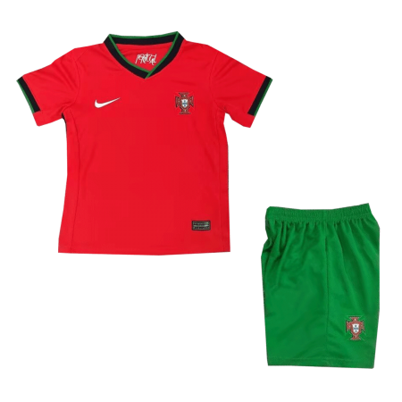 Kid's Portugal Home EURO Jersey + Short Set 2024