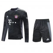 Men's Bayern Munich Goalkeeper Black Long Sleeve Jersey + Short 21/22