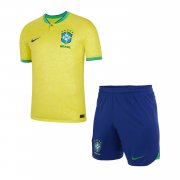 Kid's Brazil Home Jersey + Short Set 2022