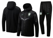 Men's Brazil Hoodie Black Training Jacket + Pants Set 2022