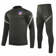 2020-2021 Atletico Madrid Grey Half Zip Soccer Training Suit