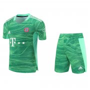 Men's Bayern Munich Goalkeeper Green Jersey + Short 21/22