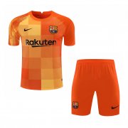 Kid's Barcelona Goalkeeper Orange Jersey + Short 21/22