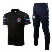 Men's Manchester City Black Training Polo + Pants Set 22/23