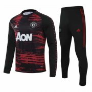 2020-2021 Manchester United Crew Neck Black-Red Soccer Training Suit
