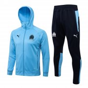 Men's Olympique Marseille Hoodie Blue Training Suit Jacket + Pants 21/22