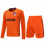 20/21 Atletico Madrid Goalkeeper Orange Long Sleeve Men's Jersey + Shorts Set