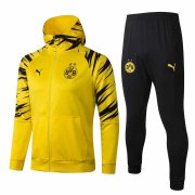 20/21 Borussia Dortmund Hoodie Yellow Soccer Training Suit (Jacket + Pants) Men's