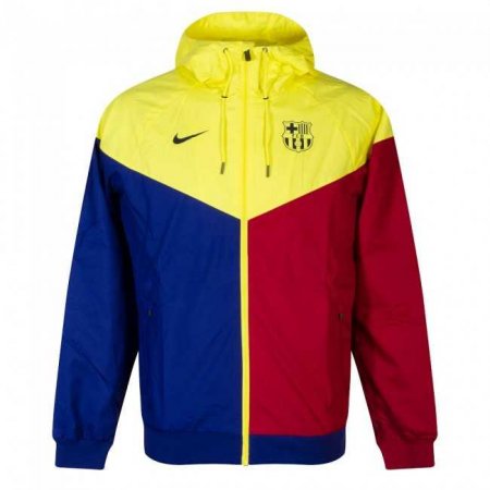 20/21 Barcelona Hoodie All Weather Windrunner Jacket Yellow & Bliue & Red Mens
