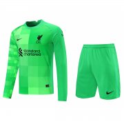 Men's Liverpool Goalkeeper Green LS Jersey + Shorts 21/22