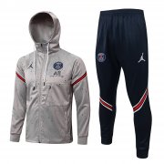 Men's PSG x Jordan Hoodie Light Grey Dots Training Suit Jacket + Pants 21/22