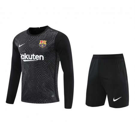 20/21 Barcelona Goalkeeper Black Long Sleeve Men's Jersey + Shorts Set