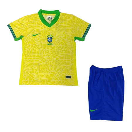 Kid's Brazil Home Jersey + Short Set 2024