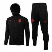 Men's AC Milan Hoodie Black Training Suit Jacket + Pants 21/22