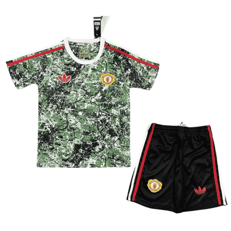 Kid's Manchester United Stone Roses Jersey + Short Set 23/24