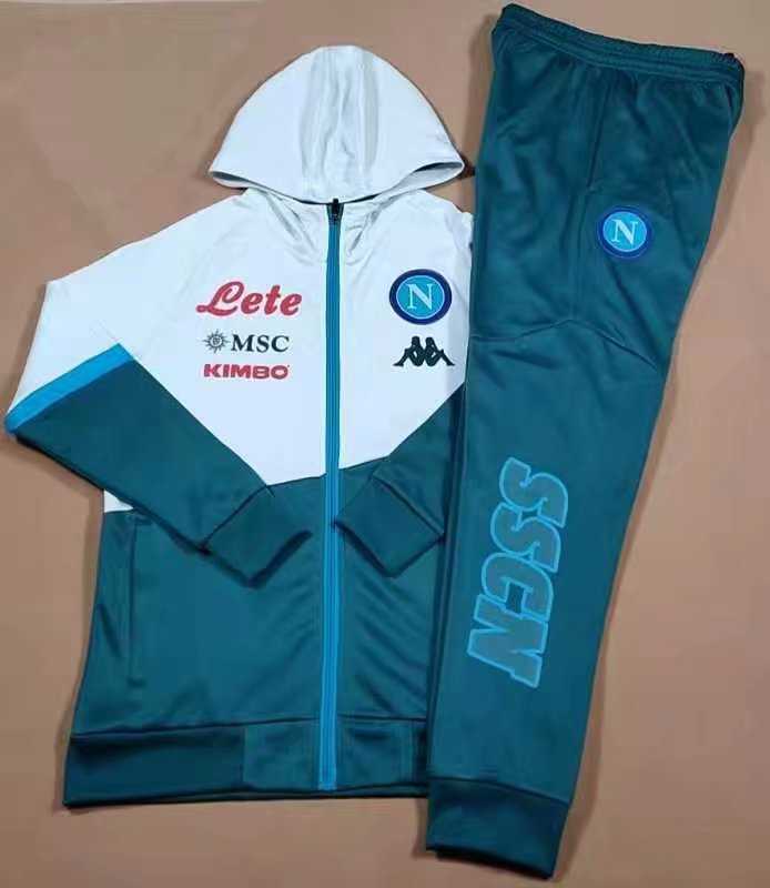 20/21 Napoli Hoodie Green Jacket Soccer Training Suit Men